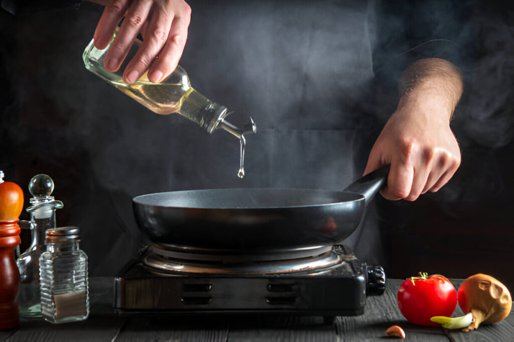 cooking garlic in olive oil